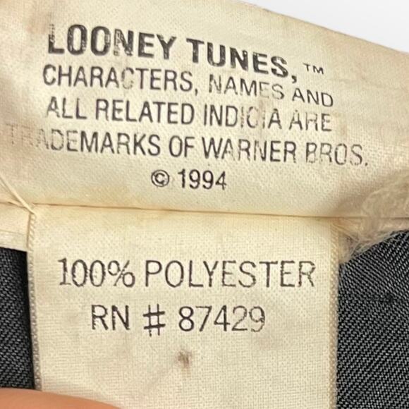 Looney Tunes 90s Vest Womens M Black Sunflower Satin VTG Tweety Taz Bugs Bunny - Picture 13 of 15